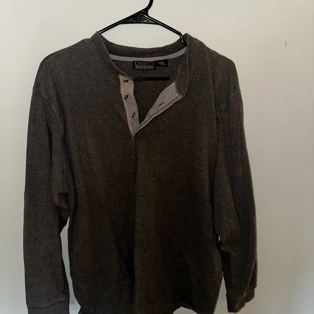 Basic Editions Charcoal Henley Top